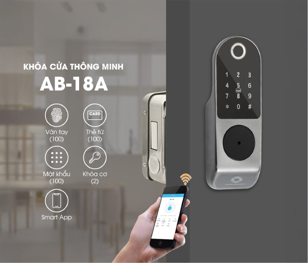 Khóa cổng vân tay 2 chiều điều khiển từ xa AB-18A HomeDash
