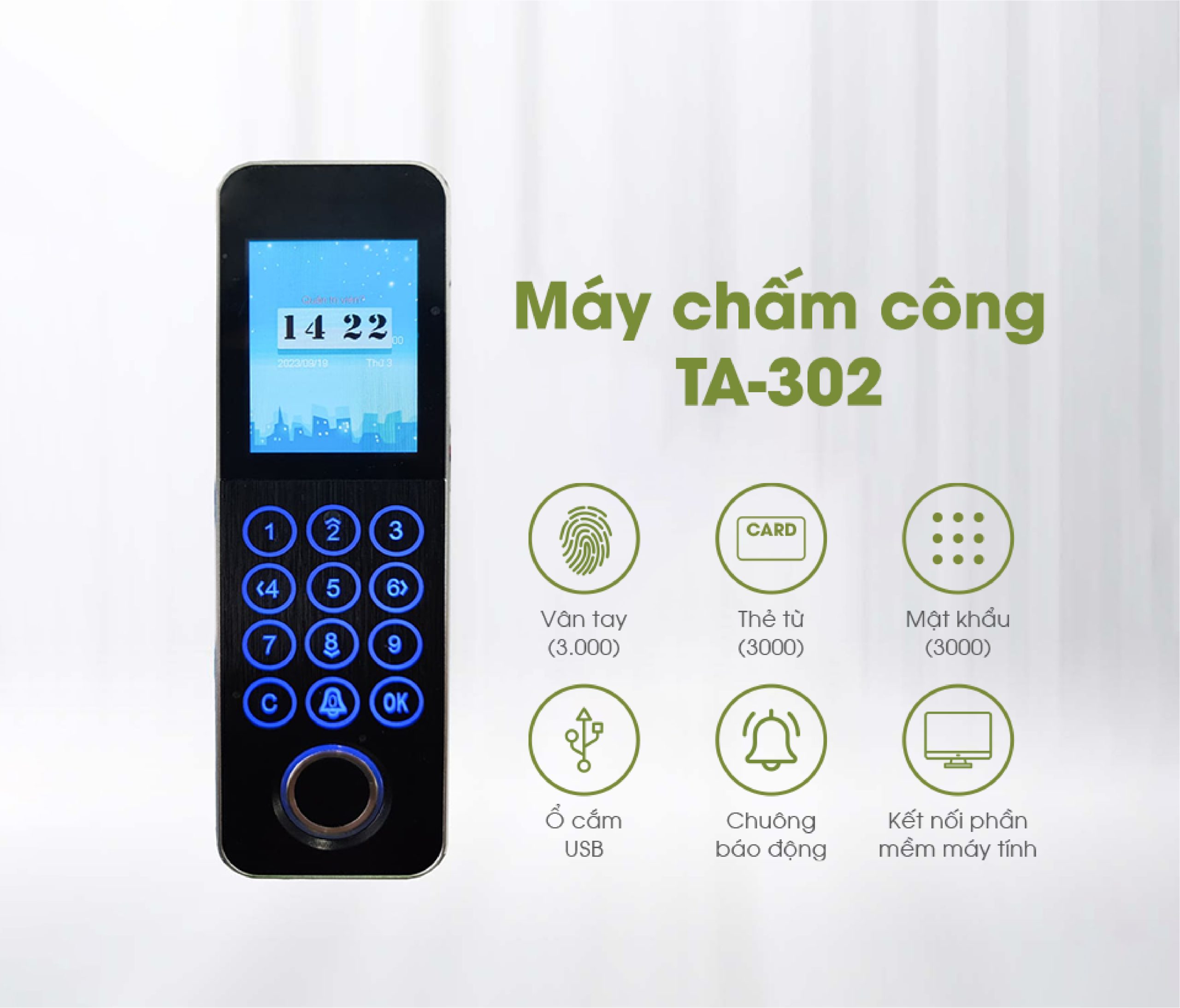 Các phương thức chấm công trên máy TA-302 HomeDash