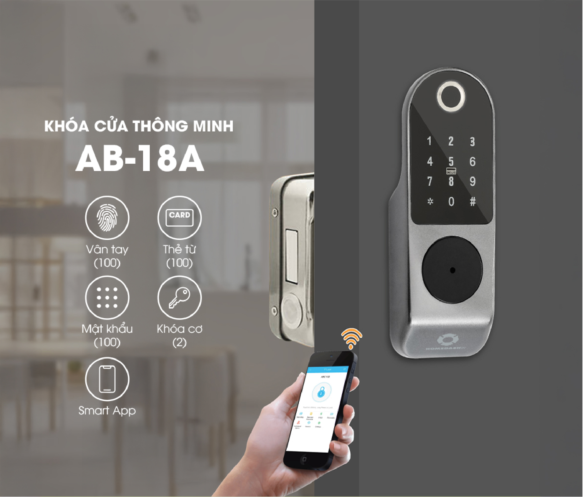 Tính năng thông minh và bảo mật của khóa cổng vân tay AB-18A HomeDash kết nối app TTLock