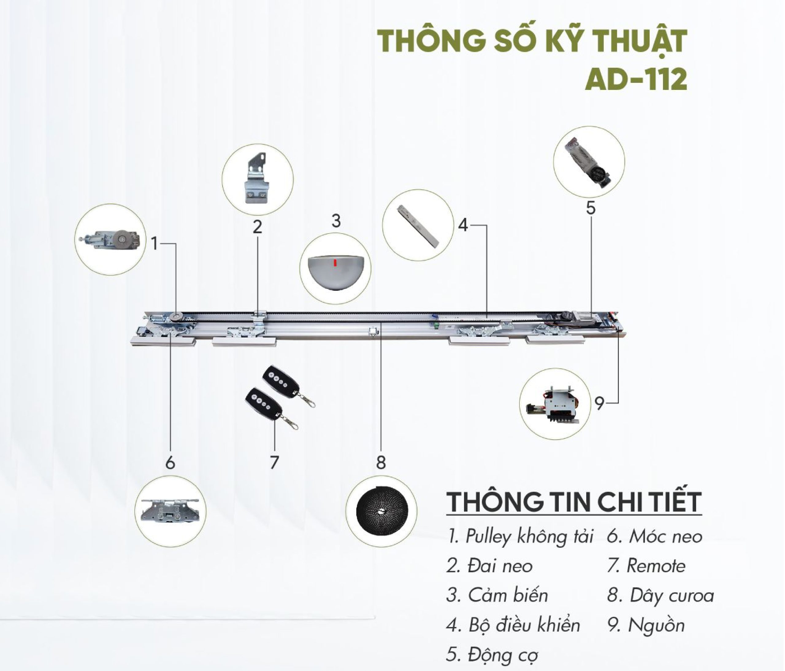 Thông số kỹ thuật bộ cửa tự động AD-112 HomeDash
