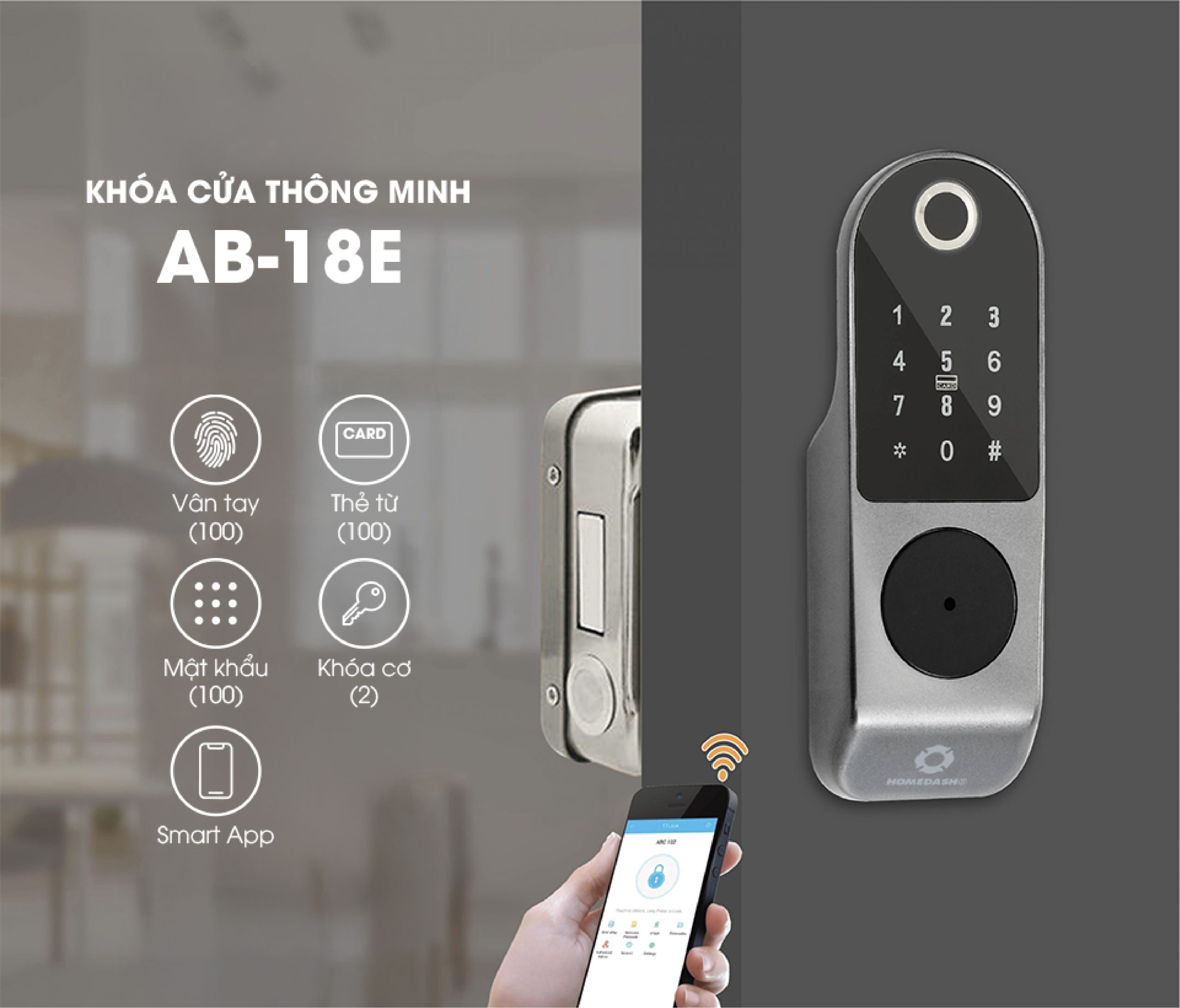 Tính năng điều khiển từ xa và bảo mật của khóa cổng vân tay AB-18E HomeDash qua ứng dụng TTLock