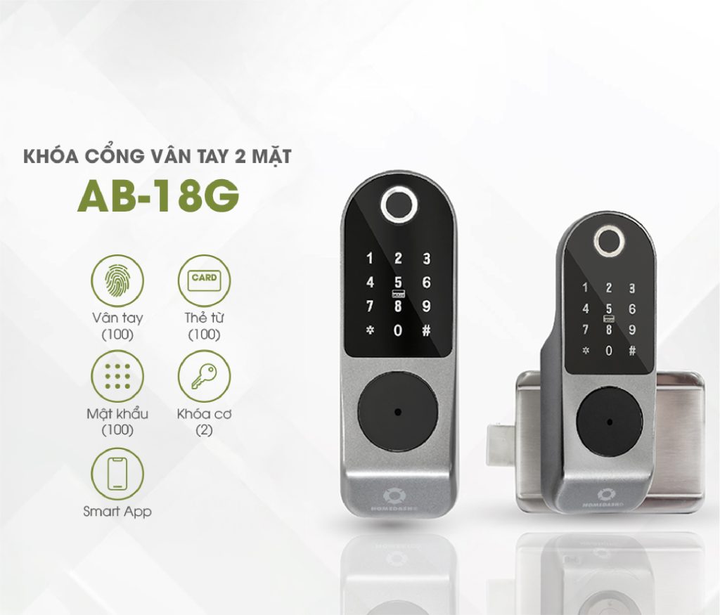 Khóa Cửa Cổng 2 Chiều Vân Tay AB-18G