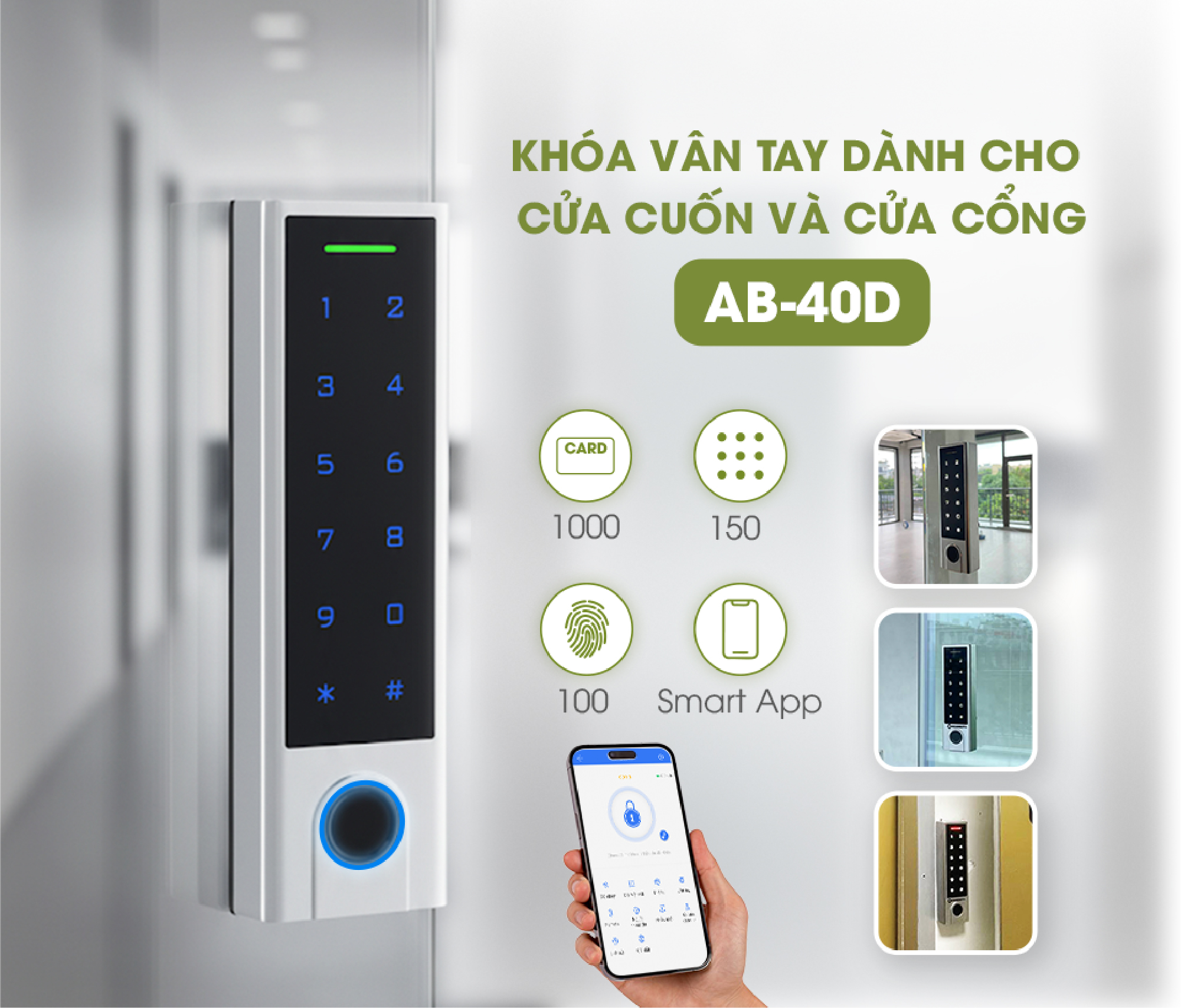 Mở khoá cửa cuốn AB-40D từ xa và xem lịch sử ra vào trên app TTLock