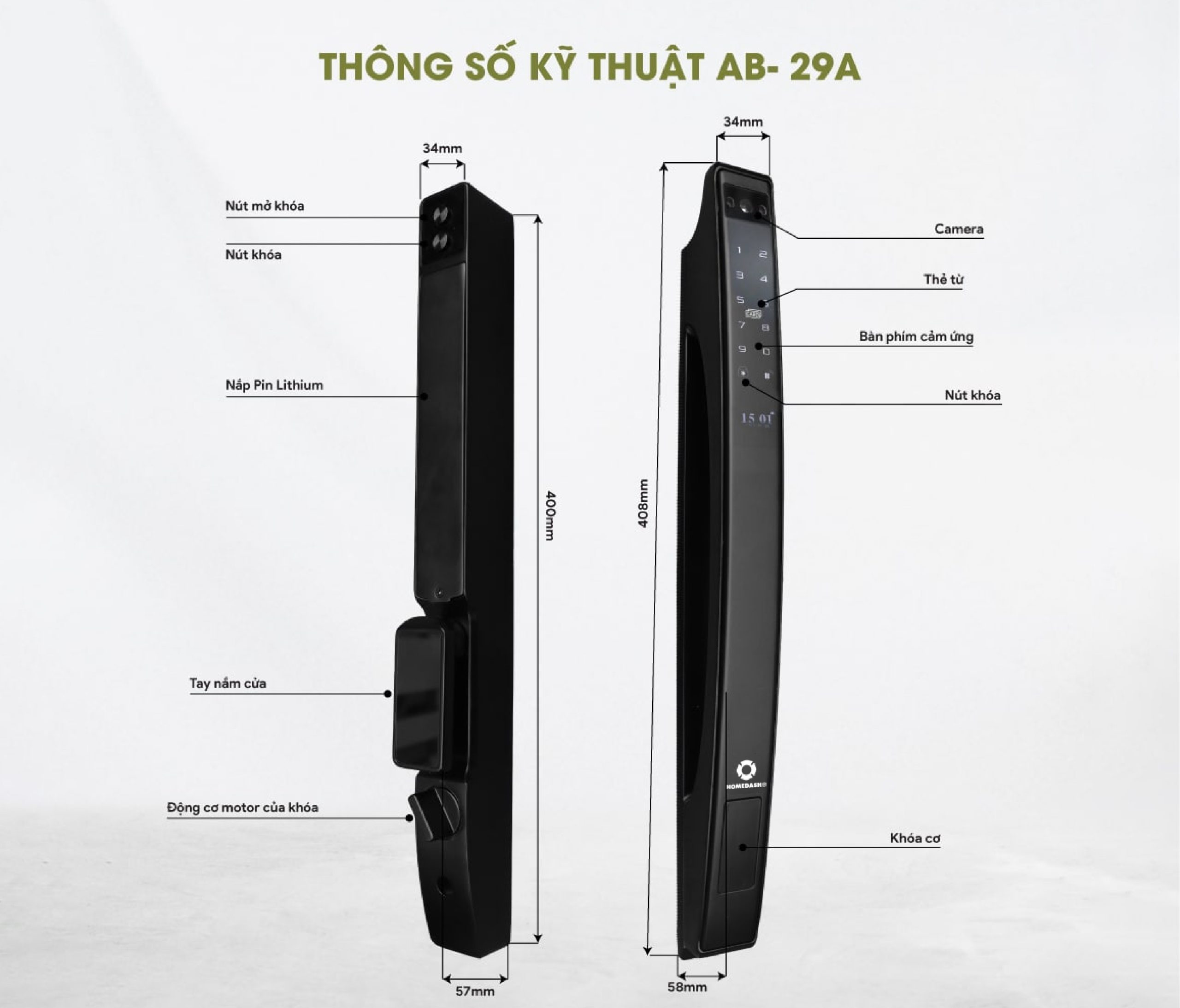 Khoá Cửa Nhận Diện Khuôn Mặt Cho Cửa Nhôm Xingfa AB-29A - Image 2