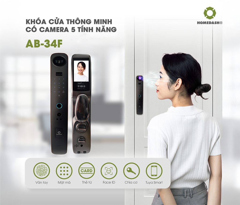 Khóa Cửa Nhận Diện Khuôn Mặt Tích Hợp Đàm Thoại Hai Chiều AB-34F