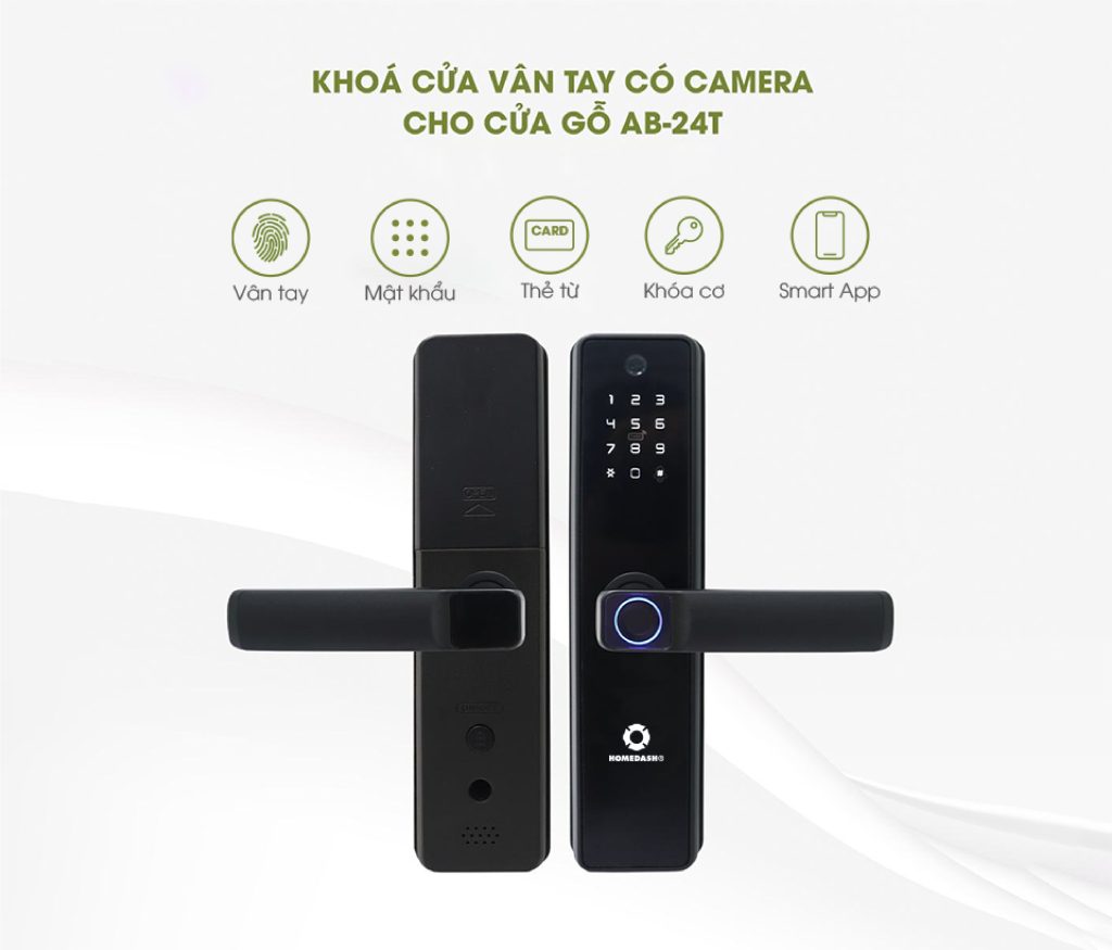 Khóa Cửa Vân Tay Có Camera Cho Cửa Gỗ AB-24T