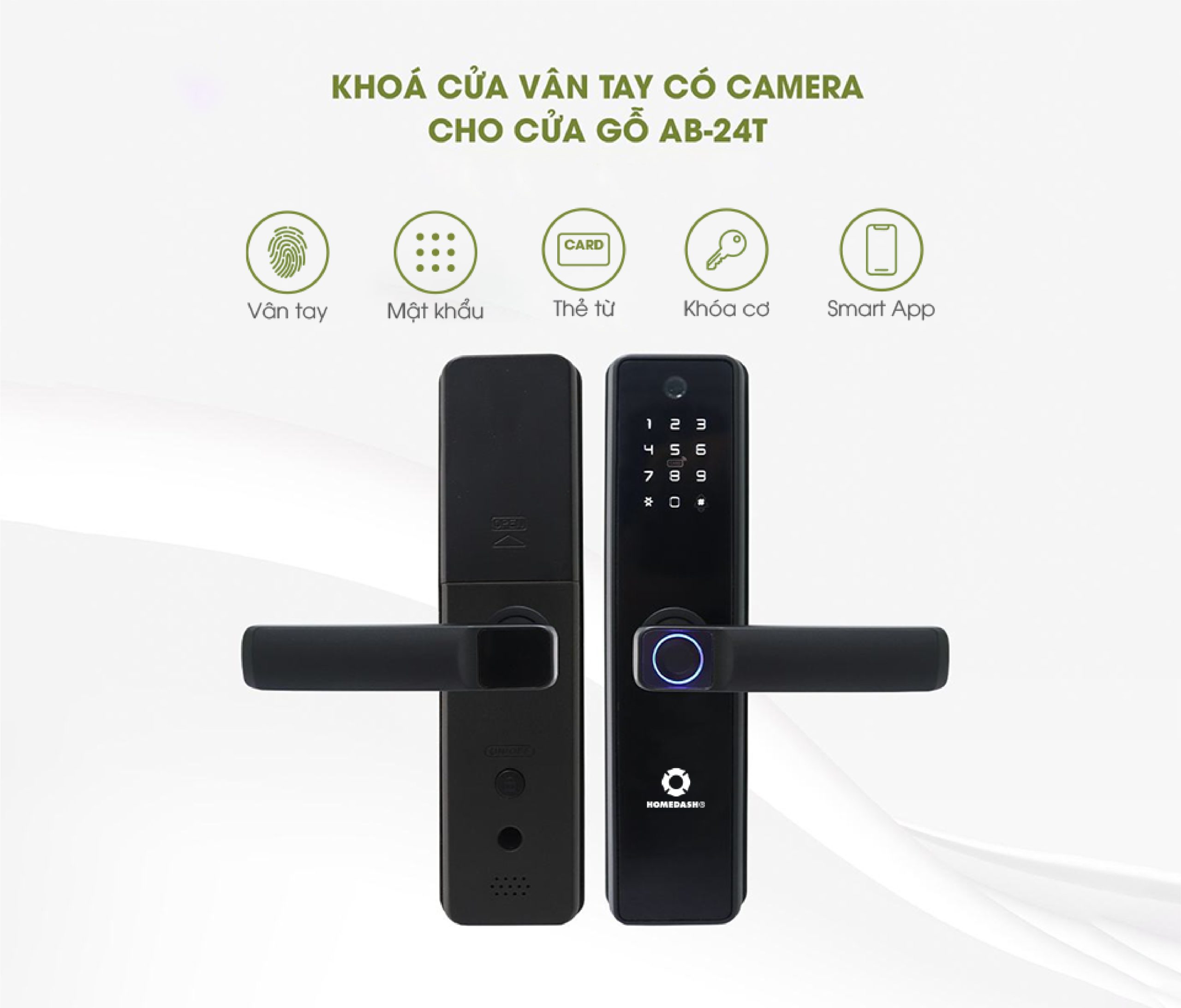 Khóa Cửa Vân Tay Có Camera Cho Cửa Gỗ AB-24T