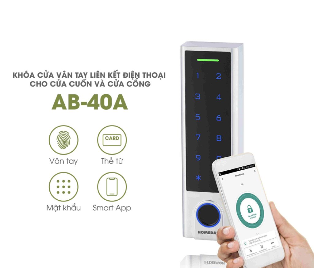 Dòng khóa cửa vân tay điều khiển qua app điện thoại AB-40A
