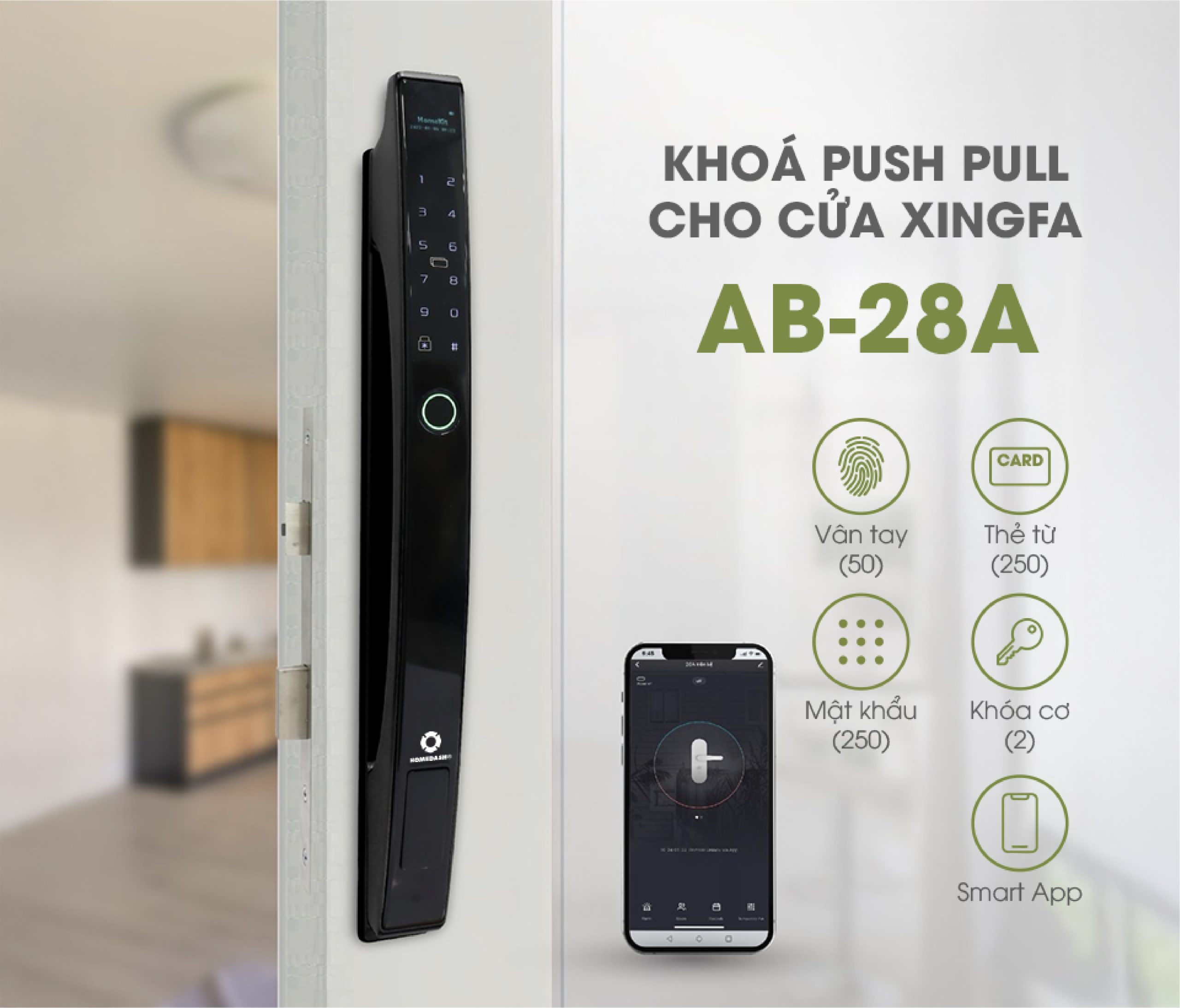 Các phương thức mở khóa của AB-28A HomeDash