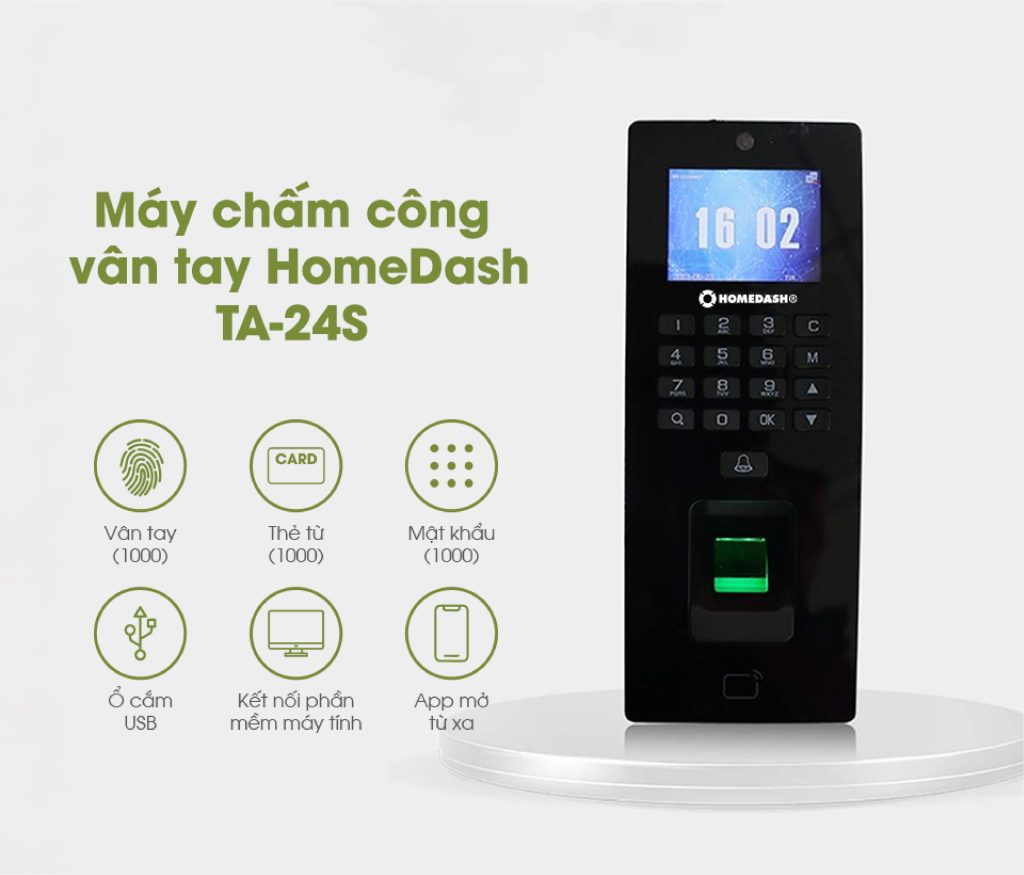 Máy chấm công có camera kiểm soát ra vào TA-24S HomeDash màu đen